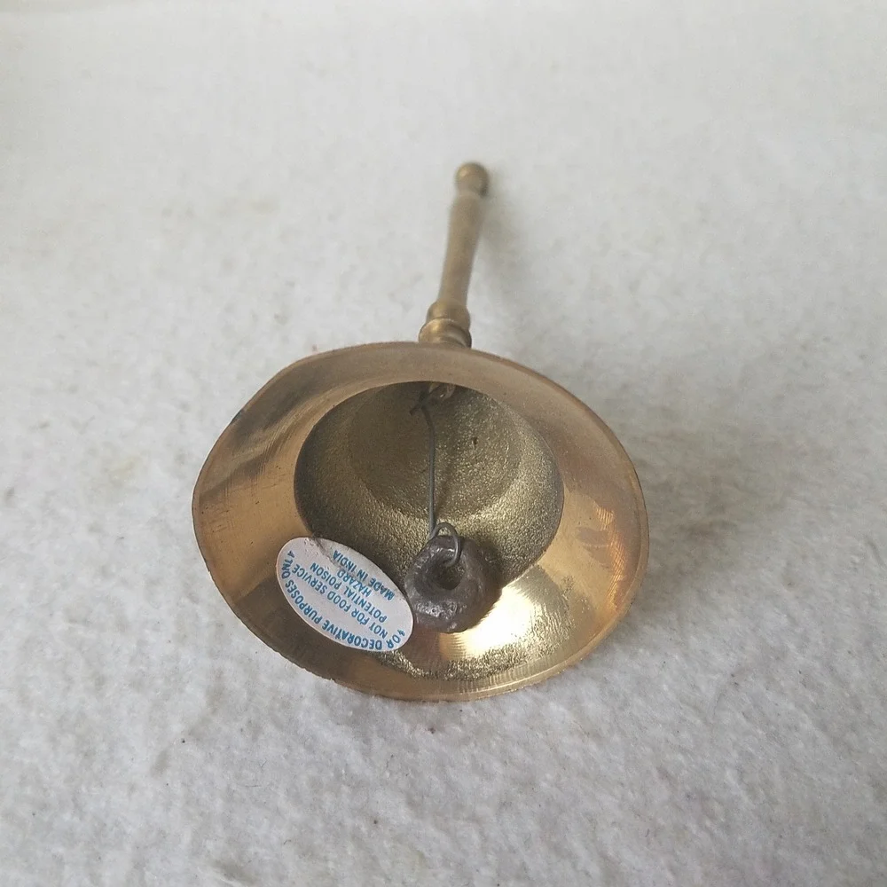 Brass‎ Hand Bell Decorative Tabletop Bell India Vntg Slender